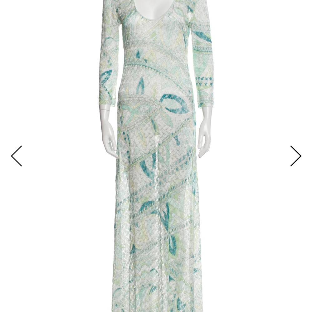 Pucci Green and White Maxi Dress